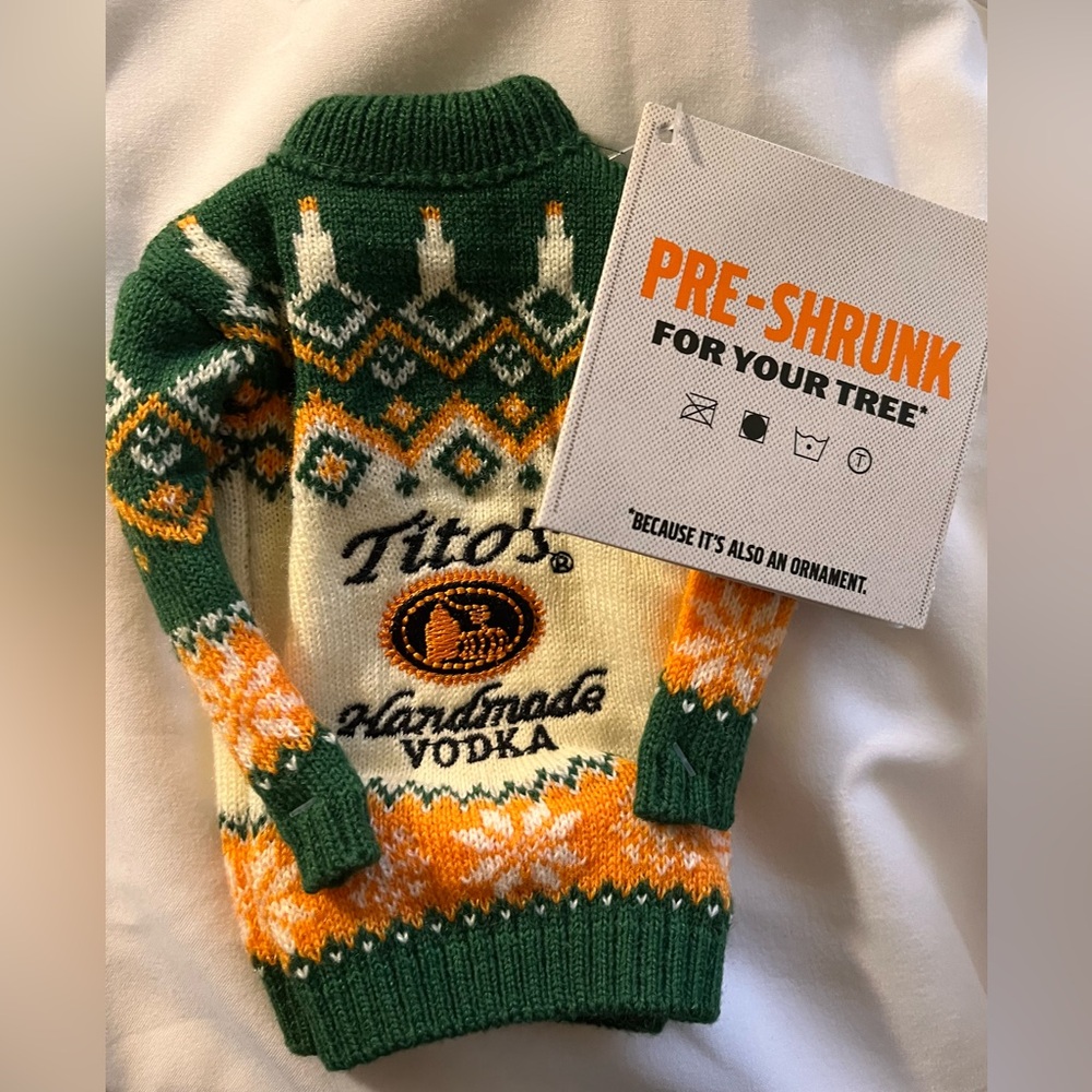 NWT Tito’s Vodka Holiday Bottle Sweater and Ornament